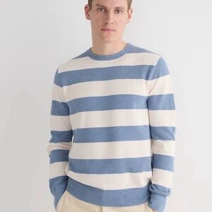 J. Crew 100% Cotton piqué stitch sweater in blue stripe. Medium Men’s Preppy